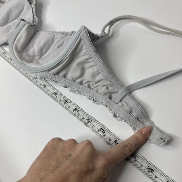 Vintage La Perla Coquette Floral Embroidered Lace Underwire Bra 36 Muted Blue - Picture 12 of 16